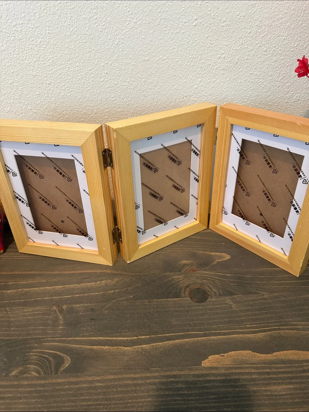 Tri-Fold Natural Pine Picture Frame - 3-Panel Wooden Frame